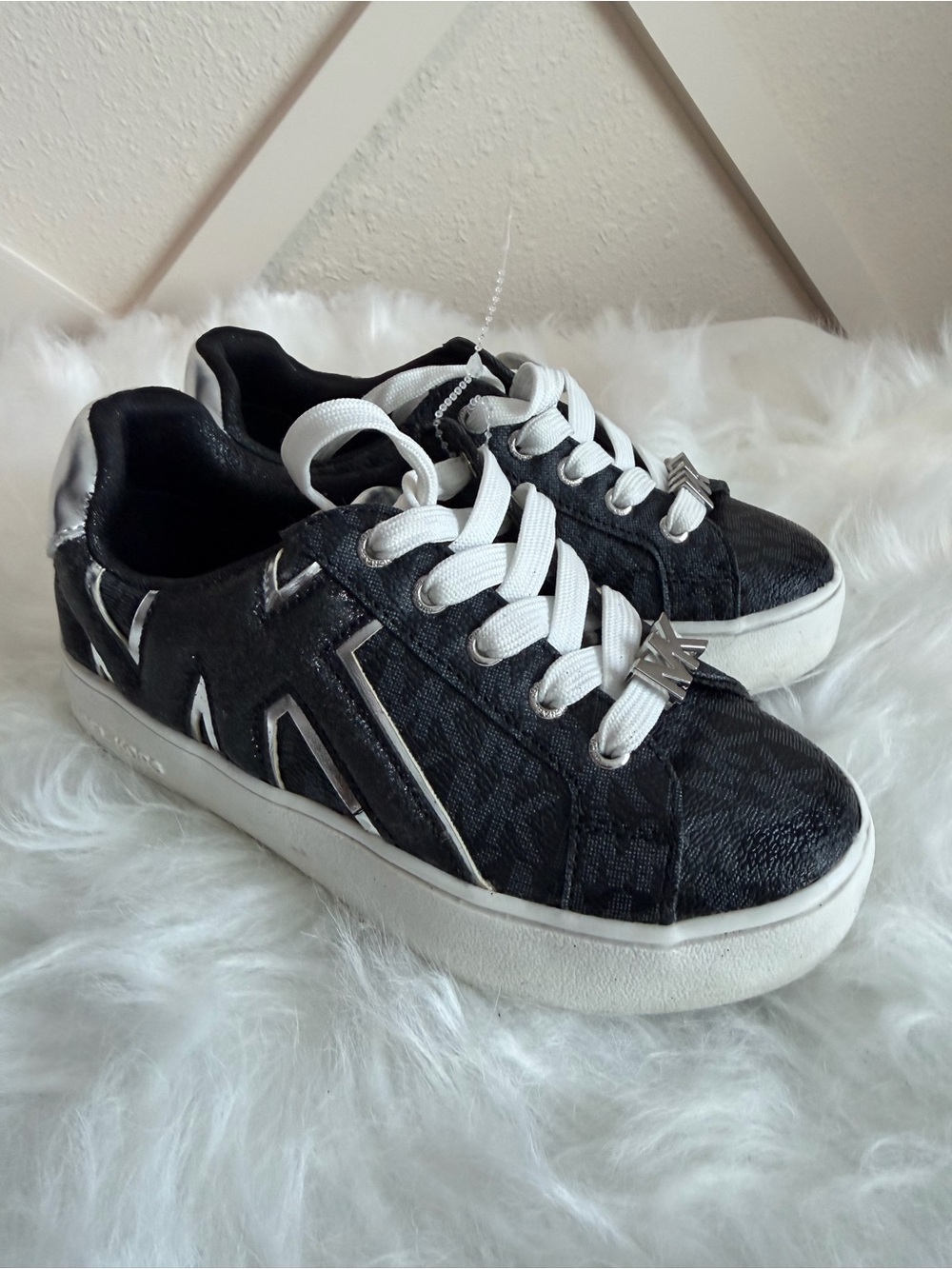Michael Kors Black and White Girls' Lace-Up Sneakers